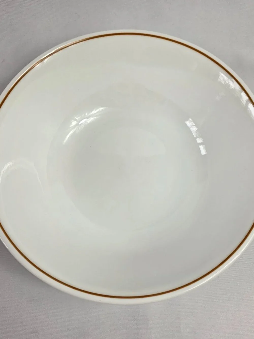 Corning Corelle Indian Summer 10 Inch Round Serving Bowl White Single Brown Ring